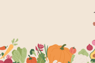 Stylised graphic of children and veg