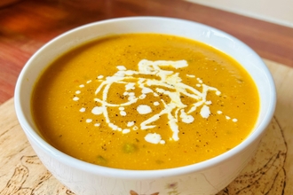 Roasted Butternet Squash Soup in a bowl