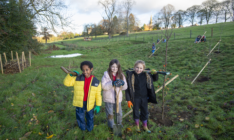 Tree planting with Loddington School