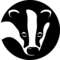 Stylised black and white badger