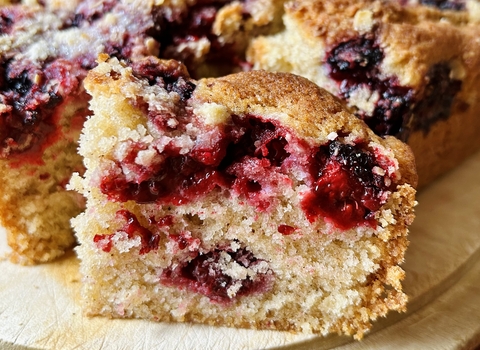 Spiced Blackberry Crumble Cake