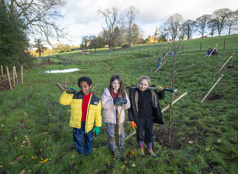 Tree planting with Loddington School