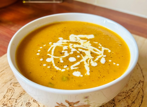 Roasted Butternet Squash Soup in a bowl