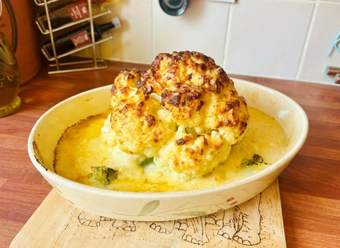 A bowl of cauliflower cheese