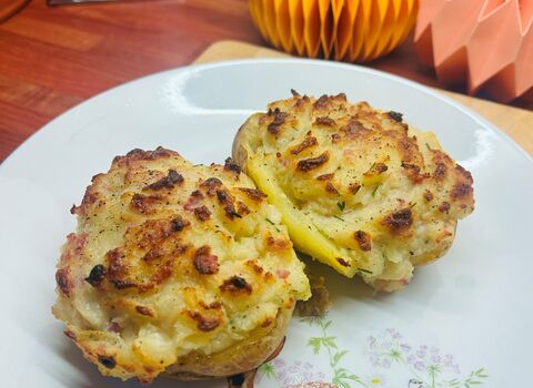 Cheesy Fondue Twice Baked Potatoes